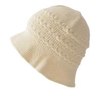 Women's Knit Bucket Hat, A Handmade 100% Cotton Sunhat Beanie & Summer Raffia Crochet Cap White
