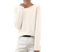 Women's Knit Jumpers Cable Ribbed Cashmere Sweater Chunky Wool Blend Pullover Crewneck Long Sleeve Jumpers Lightweight Knitted Top Basic Stretch Loungewear T-Shirt Spring Summer Office Wear