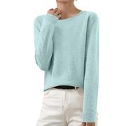 Women's Knit Jumpers Cable Ribbed Cashmere Sweater Chunky Wool Blend Pullover Crewneck Long Sleeve Jumpers Lightweight Knitted Top Basic Stretch Loungewear T-Shirt Spring Summer Office Wear B-Green