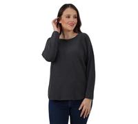 Womens Knit Long Sleeve Jumper, Ladies Plain Italian Knitted Loose Fit Sweater Pullover Top - Charcoal
