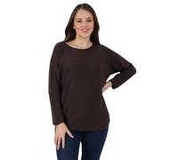 Womens Knit Long Sleeve Jumper, Ladies Plain Italian Knitted Loose Fit Sweater Pullover Top - Chocolate