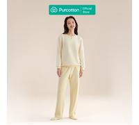 Women's Knit Loungewear Set,Light Oat Beige,Top: UK 14 (L); Bottom: UK 14 (L)