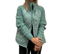 Women's Knit Patchwork Puffy Jacket Patchwork Jackets For Women Cozy Fall/Winter Outerwear