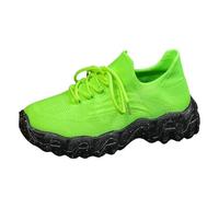 Womens Knit Sock Lace Up Sneakers Chunky Wavy Sole Breathable Knit Slip On Lightweight Platform Casual Walking Trainers Outdoor Daily Fashion Footwear Green
