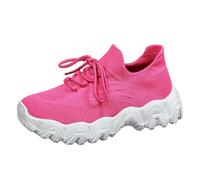 Womens Knit Sock Lace Up Sneakers Chunky Wavy Sole Breathable Knit Slip On Lightweight Platform Casual Walking Trainers Outdoor Daily Fashion Footwear