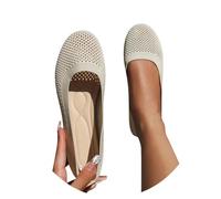 Women's Knitted Ballet Flats with Breathable Round Toe Upper Black | Plain everyday footwear, low-cut opening, simple slip-on entry, textured fabric, workday dressing and relaxed summer outfits
