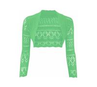 Women's Knitted Bolero Shrugs Long Sleeves Open Front Cardigan Ladies Midi Cropped Sweater Short Jacket Fashionable Stylish Women Top-LIME GREEN-ONE SIZE