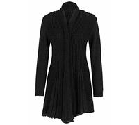 Womens Knitted Boyfriend Waterfall Long Cardigan Ladies Long Sleeve Plus Size Sweater (Black UK 16-18)