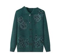 Women'S Knitted Cardigan - Autumn Winter Middle-Aged Elderly Women'S Sweater Jackets Casual Long Sleeve Lapel Knit Tops Coat Slim Warm Clothes,Blue,Xxl