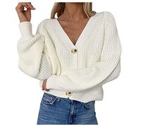 Women's Knitted Cardigan Long Sleeve V-Neck Sweater Chic and Elegant Solid Colour Vintage Casual Coat Loose Fit Soft with Buttons Versatile Jacket Autumn Winter Warm Jackets