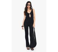 Womens Knitted Crochet Flare Trouser - Black - 14, Black
