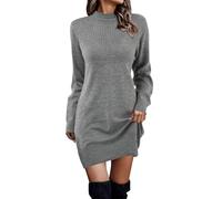 Women's Knitted Dress Midi Turtleneck Jumper Dress Autumn Knitted Dresses Women's Long Sleeve Winter Dress A Line Turtleneck Dress Warm Pullover Dress Winter Jumper Dress Knitted Jersey Dress Modern