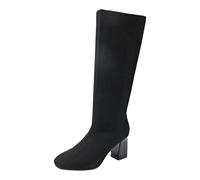 Women's Knitted High Boots, Women's Chic and Elegant Heel Boots, Socks, Stretch Boots, High Calf, Wide Boots, Winter Warm Boots, Santiags, Comfort Chic Santiag, Western Shoes, Slim Boots, 01 Black, 6