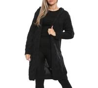 Womens Knitted Hooded Cardigan Ladies Long Sleeve Open Front Chunky Cable Knitted Sweater Oversized Knit Long Jumper Christmas Winter Warm Wear Fancy Party Xmas Hooded Cardigan Plus Size S-XL
