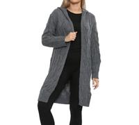 Womens Knitted Hooded Cardigan Ladies Long Sleeve Open Front Chunky Cable Knitted Sweater Oversized Knit Long Jumper Christmas Winter Warm Wear Fancy Party Xmas Hooded Cardigan Plus Size S-XL
