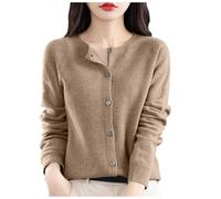 Womens Knitted Jumper, Korean Style Autumn Winter Women's Needle Knitted Round Neck Pullover Sweater Loose Fit Casual Outerwear Cardigan