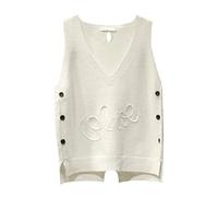 Womens Knitted Sleeveless Jumpers Sweater Vest Women Button V Neck Sweater Vest Pullover Knitwear Tank Top Oversized SweaterVest Cable Knit Vests Tank Tops Solid Color Sleeveless Knit Sweaters