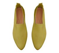 Women's Knitted Stiletto Toe Shoes - Comfortable Flat Flats without Laces, green, 6 UK