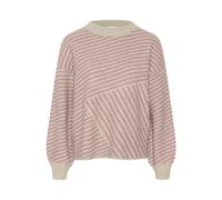 KAFFE Women's Pullover Crew Neck Graphic Print Casual Fit Long Sleeves Knit, Feather Gray Mel. / Rosa, XL