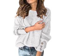 Women's Knitted Sweater, Sweater for Womens for Winter, Womens Long Sleeve Tops Crew Neck Jumpers Long Sleeve Sweatshirts Knitted Cricket Jumper Womens Stretch
