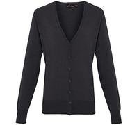 Womens Knitted V-Neck V Neck Cardigan GREEN BLACK GREY RED BLUE by Premier