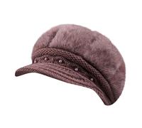 Womens Knitted Wool Warm Padded Cotton Swim Cap Long Hair, Rose Gold, One Size