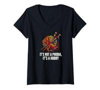 Women's Knitter Yarn Crafter Not A Phobia It's A Hobby V-Neck T-Shirt