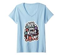Women's Knitters All You Knit is Love Knitting V-Neck T-Shirt