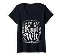 Women's Knitting Shirt for Knitters - IM A Knit WIT | Knitting V-Neck T-Shirt