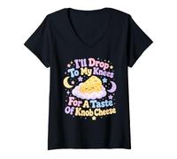 Women's Knob Cheese Celestial Stars Dreamy Funny V-Neck T-Shirt