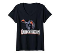 Womens Knockout Boxer 80th Birthday Octogenarian V-Neck T-Shirt