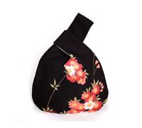 Women's Knot Wrist Bag Handmade Vintage Tote Handbag Portable Mini Printed Flowers Bucket Large Capacity Fold Phone Bag(5)