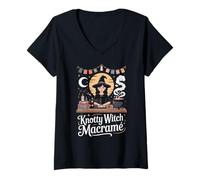 Womens Knotty Witch Macramé Magic Sewing V-Neck T-Shirt
