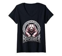 Womens Knotwork Berserker Nordic Warrior Viking Spirit V-Neck T-Shirt