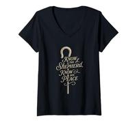 Women's Know The Shepherd Christian Faith Peace Message V-Neck T-Shirt