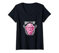 Women's Know Thyself Ancient Philosophy Socrates in Floral Frame V-Neck T-Shirt