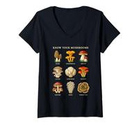 Women's Know Your Mushrooms Forager Mycology Chart V-Neck T-Shirt