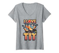 Womens Know Your Tits Bird Chart Design V-Neck T-Shirt