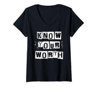 Women's Know Your Worth V-Neck T-Shirt