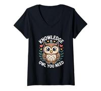 Womens Knowledge is Owl You Need Insight V-Neck T-Shirt