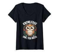 Womens Knowledge is Owl You Need Insight V-Neck T-Shirt