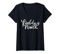 Womens Knowledge is Power Back to School Happy First Day School V-Neck T-Shirt