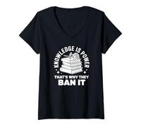 Women's Knowledge is Power - Book Club Librarian Read Banned Books V-Neck T-Shirt