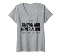 Women's Known and Never Alone Seen Loved Held Crown Dove V-Neck T-Shirt