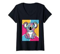 Womens Koala Australia Eucalyptus Wildlife Forest V-Neck T-Shirt