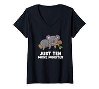 Womens Koala Just Ten More Minutes Snooze Alarm Clock Sleep Pajama V-Neck T-Shirt