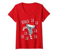 Womens Koala La La La - Aussie Xmas Pun Funny Australian Christmas V-Neck T-Shirt