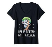 Women's Koala Lover Gifts - Funny Life is Better with a Koala Bear V-Neck T-Shirt