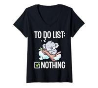 Women's Koala Lover Gifts - to Do List Nothing Sleeping Koala Bear V-Neck T-Shirt