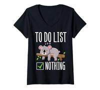 Women's Koala Lover - to Do List Nothing Funny Sleeping Koala Bear V-Neck T-Shirt
